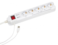 Gembird PCW-MS2G surge protector 5 AC outlet(s) 250 V 1.8 m White elektrības pagarinātājs