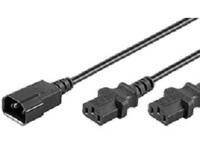MicroConnect  Power Cord C13x2 - C14 1.2m Y Extension Cable, Black, Barošanas kabelis