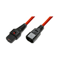 MicroConnect  IEC LOCK C13 to C14 1.00mm2, 3M, RED Barošanas kabelis