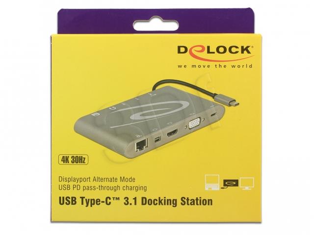 USB-C 3.1 docking station 4K grey aksesuārs portatīvajiem datoriem