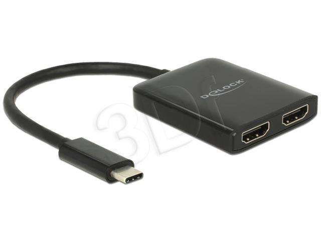 Splitter video USB-C -> 2x HDMI 4K black adapteris