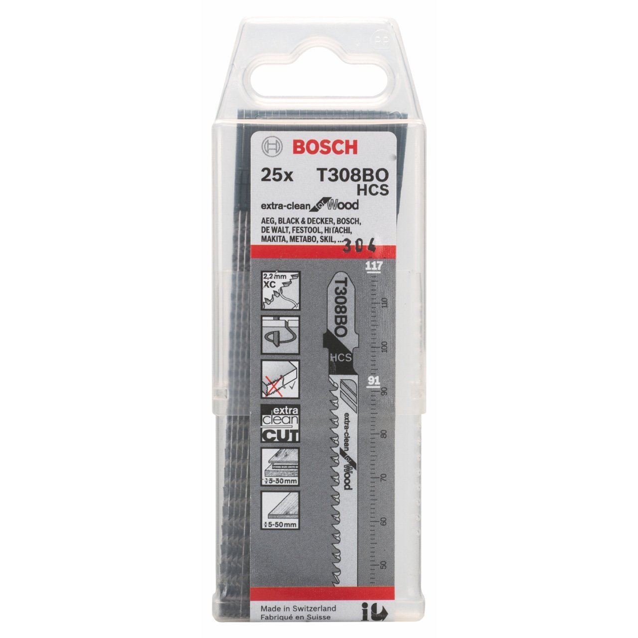 Bosch HCS jigsaw blade Extra-Clean for Wood T308BO - 25-pack - 2608663869  