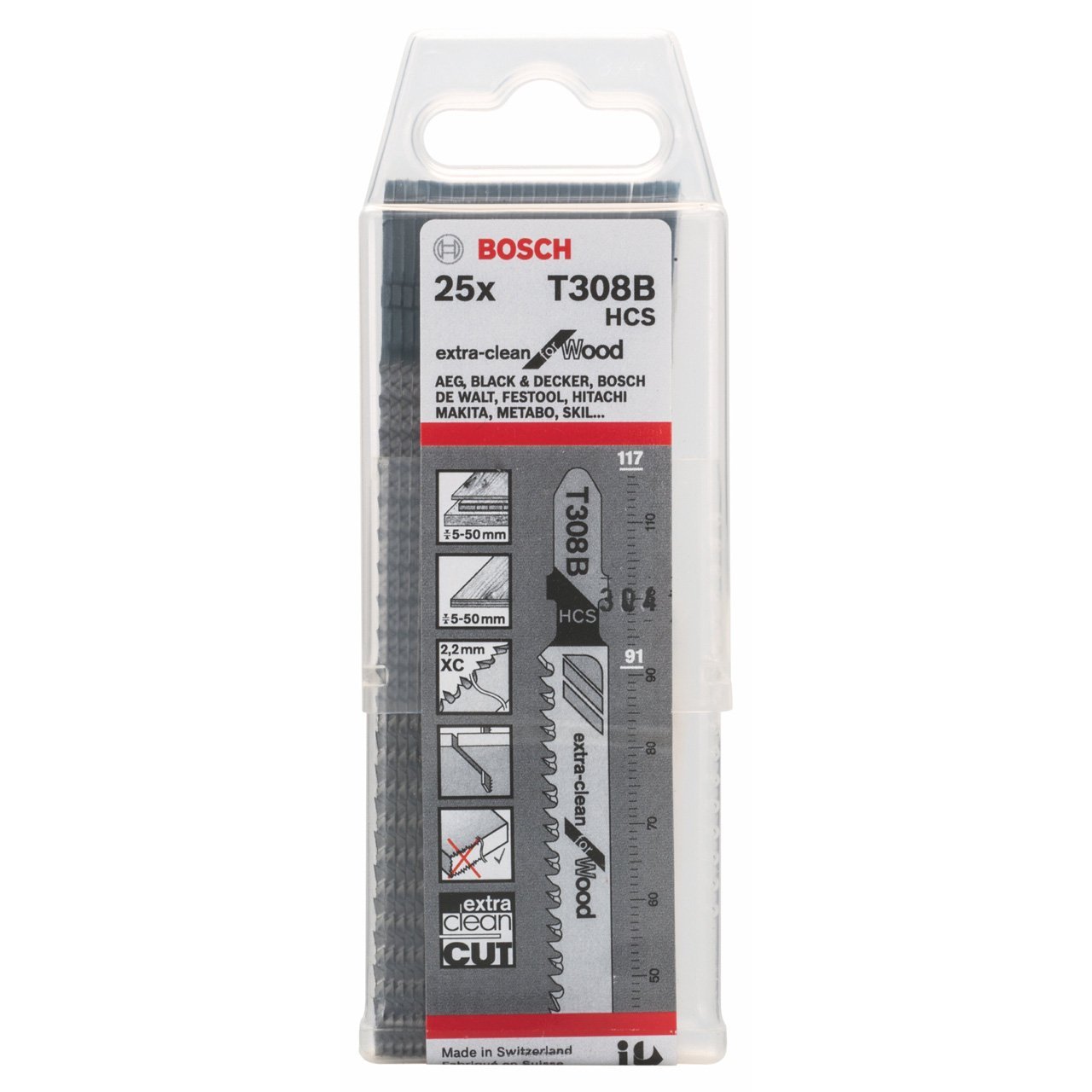 Bosch HCS jigsaw blade Extra-Clean for Wood T308B - 25-pack - 2608663752  