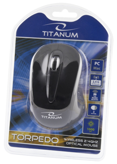 TITANUM Wireless Optical Mouse 3D TORPEDO TM104K| 2.4 GHz | 1000 DPI | Black Datora pele