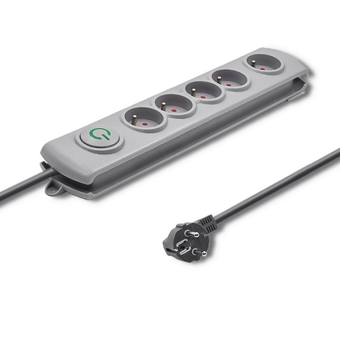 Qoltec Surge protector 5 sockets 3m gray elektrības pagarinātājs