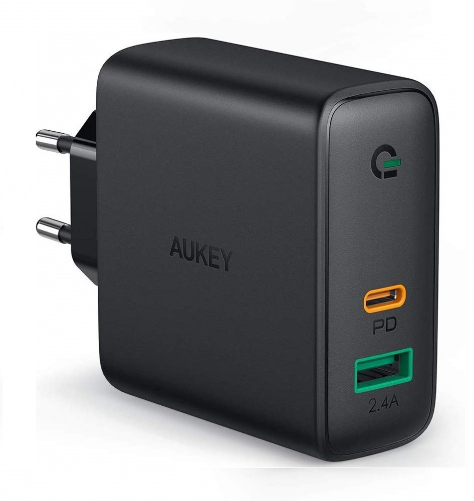 AUKEY Focus Duo Black Indoor iekārtas lādētājs