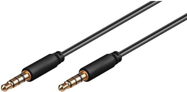 MicroConnect 3.5mm 4-pin 2m M-M Black Audio Cable,  5711783844747 kabelis, vads