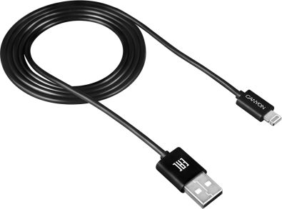 CANYON Lightning USB Cable for Apple, round, 1M, Black kabelis, vads