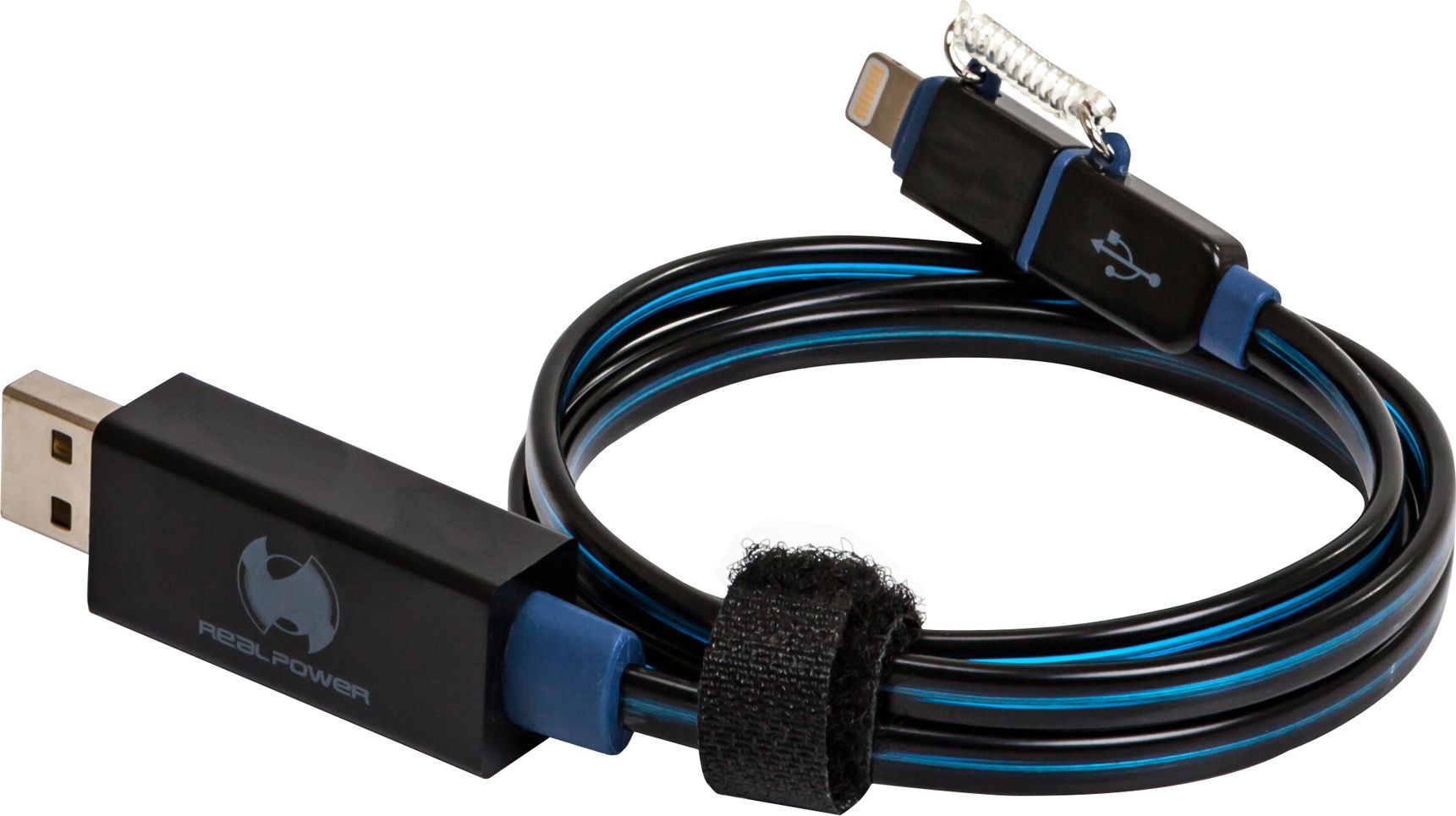 RealPower Floating lightning/micro USB Cable blue USB kabelis