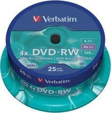 Verbatim DVD-RW 4.7 GB 4x 25 sztuk (252960) 252960 (50023942436398) matricas