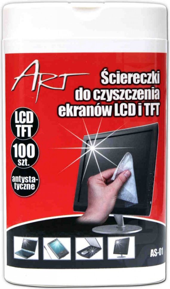 Art Chusteczki nawilzane do ekranow LCD/TFT 100 szt. (AS-01) CZARTS01 (5907078655413) tīrīšanas līdzeklis