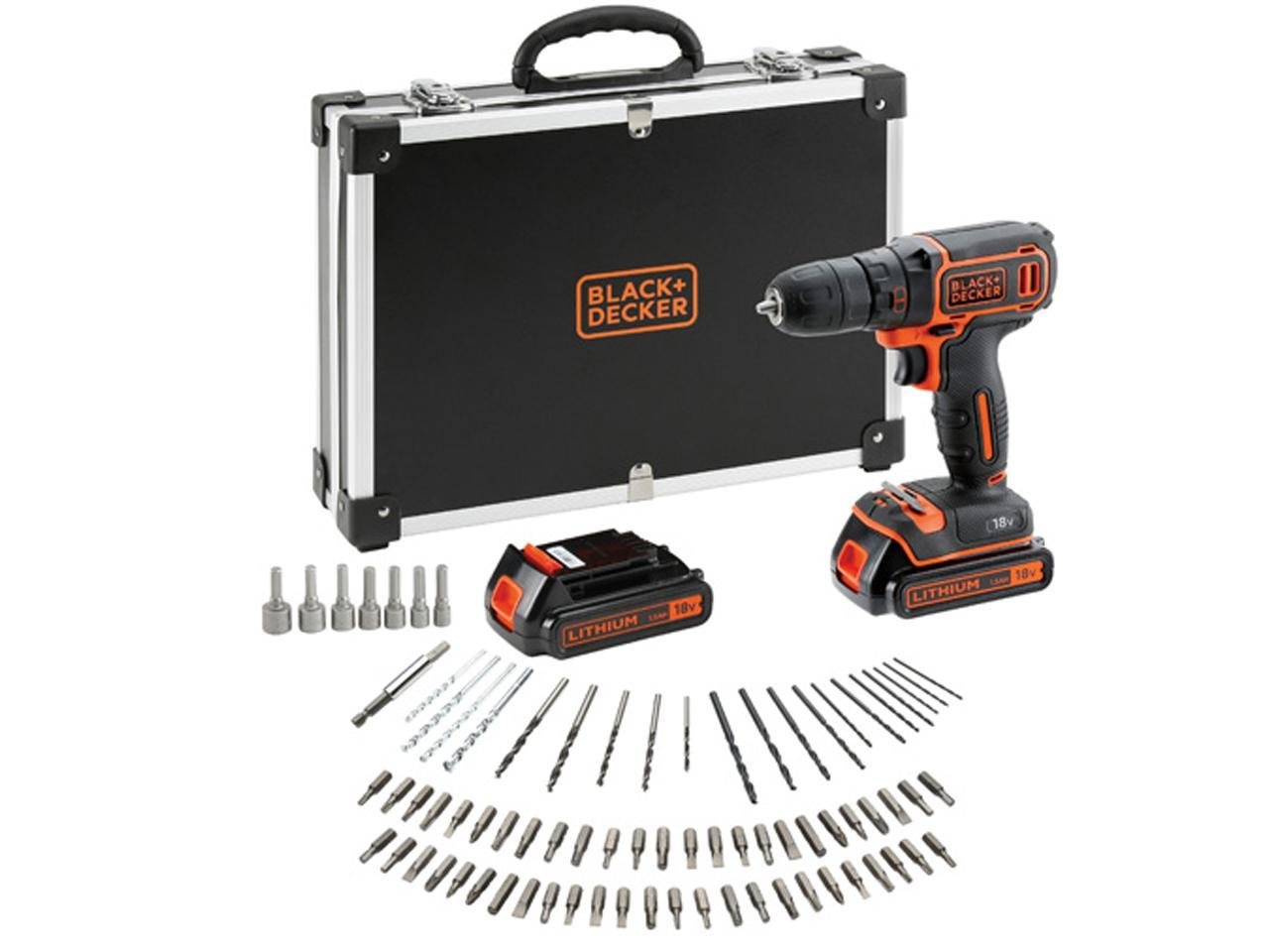 Black&Decker BDCDC18BAFC cordless screw driller incl. case + 2 Batteries 1.5Ah