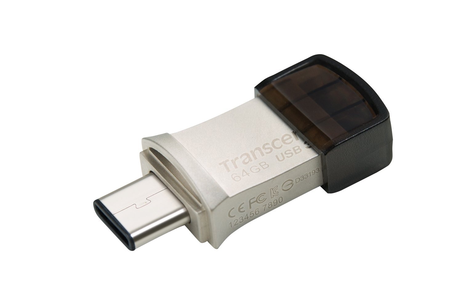Flashdrive Transcend 64GB JetFlash 890, Silver Plating USB 3.1 Type C USB Flash atmiņa
