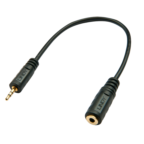 Audioadapterkabel 2,5M/3,5F  20cm-Kabel 2,5mm M/3,5mm F