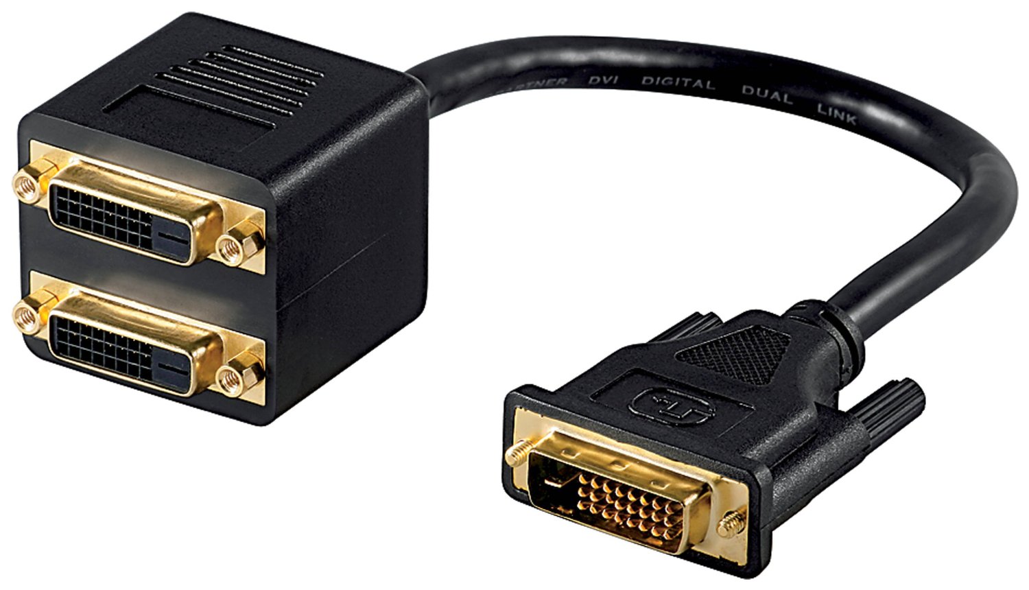 goobay Adapter 24+1 DVI-D - 2x DVI-D, Cable black, 20 cm