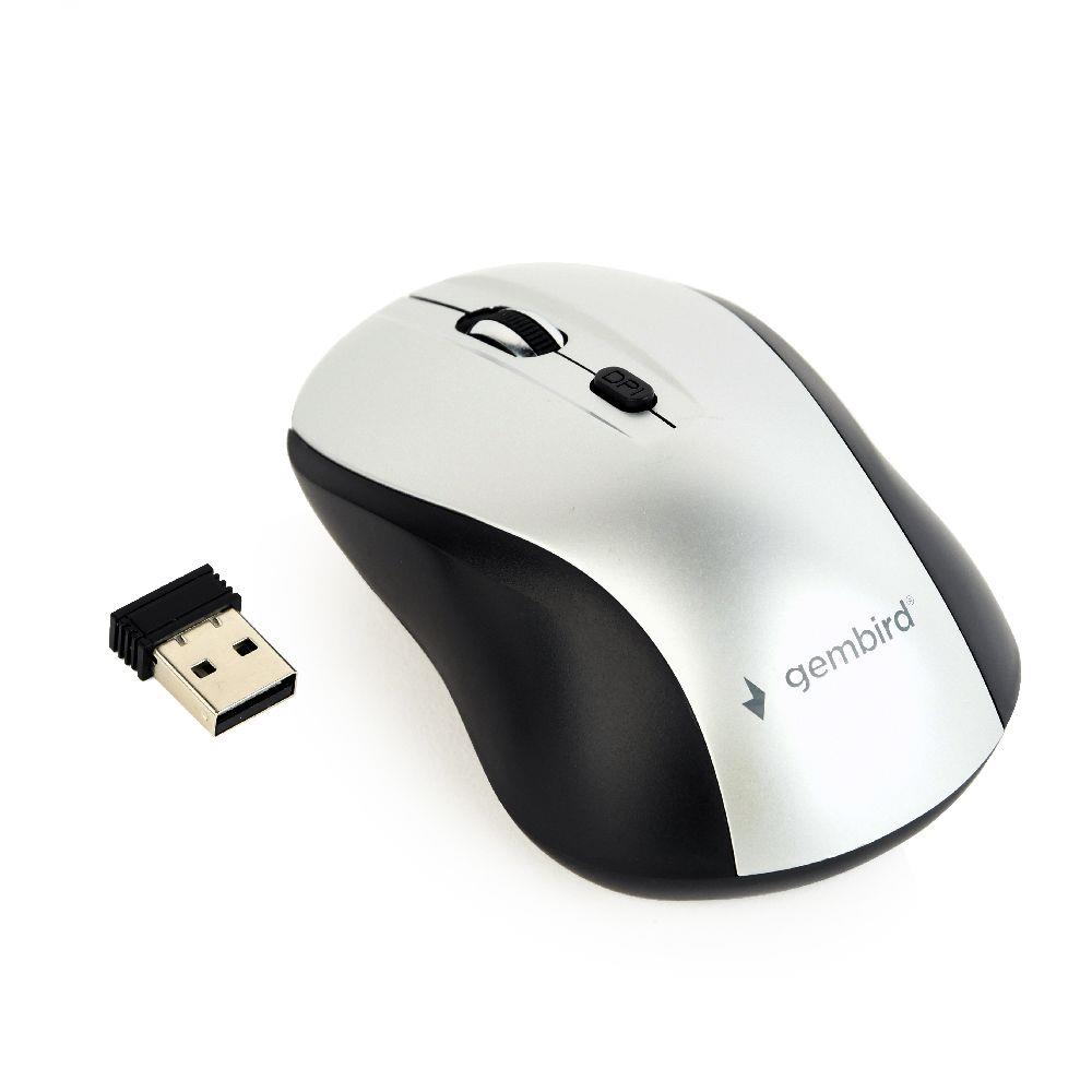 Gembird Wireless optical mouse MUSW-4B-02-BS, 1600 DPI, nano USB, black-silver Datora pele