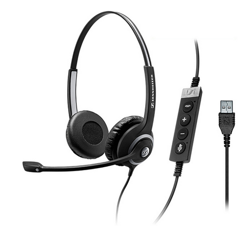 SENNHEISER WIRED BINAURAL HEADSET,USB CONNECTIVITY AND IN-LINE CALL CONTROL MS austiņas