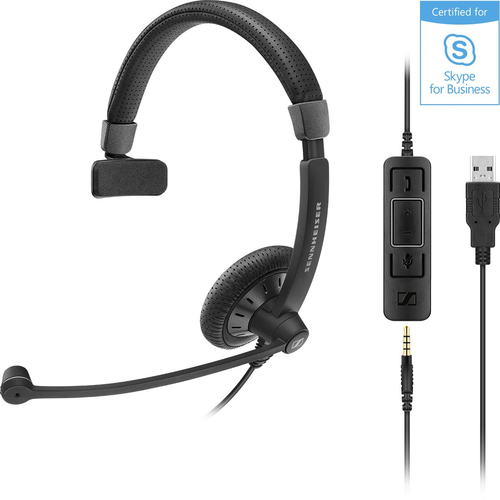 SENNHEISER WIRED MONAURAL HEADSET, 3.5 MM, USB, IN-LINE CALL CONTROL ON USB CABLE MS austiņas