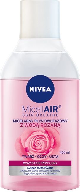 Nivea Micell Air Skin Breathe Micelarny Plyn dwufazowy z Woda Rozana 400ml 0182366 (5900017065038) kosmētikas noņēmējs