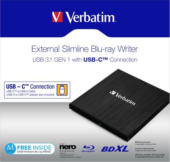 Verbatim 43889 optical disc drive Blu-Ray RW Black diskdzinis, optiskā iekārta