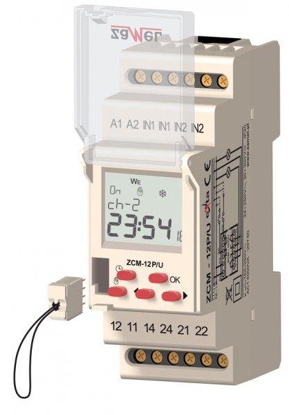 Zamel 2-channel weekly timer 24-250V AC 30-300V DC with external memory ZCM-12P / U radio, radiopulksteņi