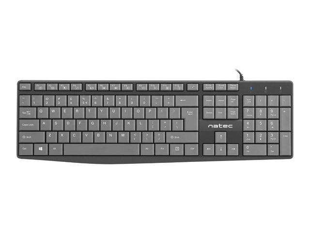 Natec Keyboard FLAMEBACK SLIM Black/Grey, USB, US Layout, OEM klaviatūra