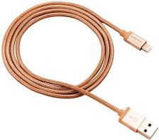 CANYON Charge & Sync MFI braided cable with metalic shell, USB to lightning, certified by Apple, 1m, 0.28mm, Golden kabelis, vads