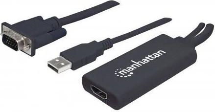 Manhattan VGA and USB audio to HDMI M/F converter adapter 1080p black