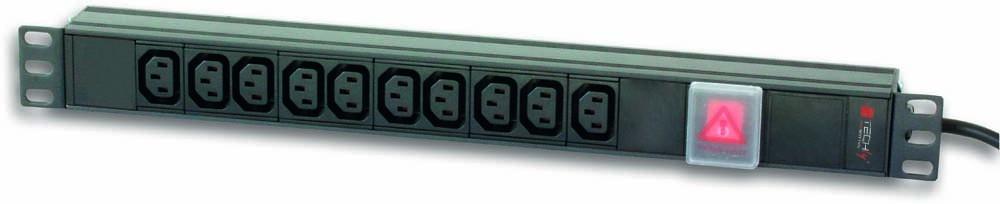 Techly Rack 19 "rack for UPS 250V/10A, 10 sockets, 2m black elektrības pagarinātājs