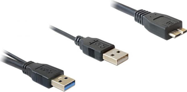 Kabel USB Delock Y - micro USB 3.0 + USB 2.0 - 20 cm USB kabelis