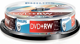 Philips - 10 x DVD+RW - 4.7 GB 1x - 4x - Spindel matricas