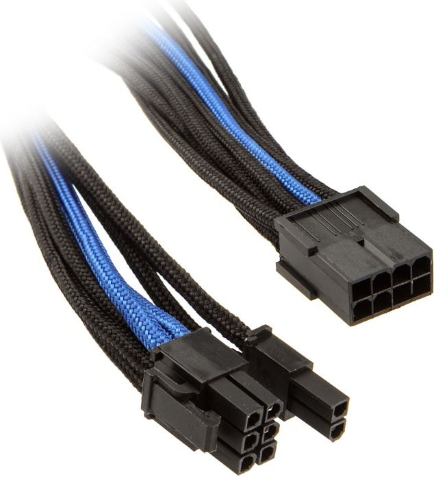 Silverstone PCI-8-Pin zu PCIe-6+2-Pin Kabel, 250mm - black/bla kabelis datoram