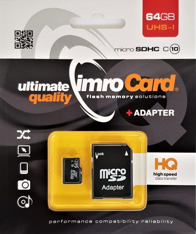 IMRO 10/64G UHS-I ADP memory card 64 GB MicroSDHC Class 10 atmiņas karte