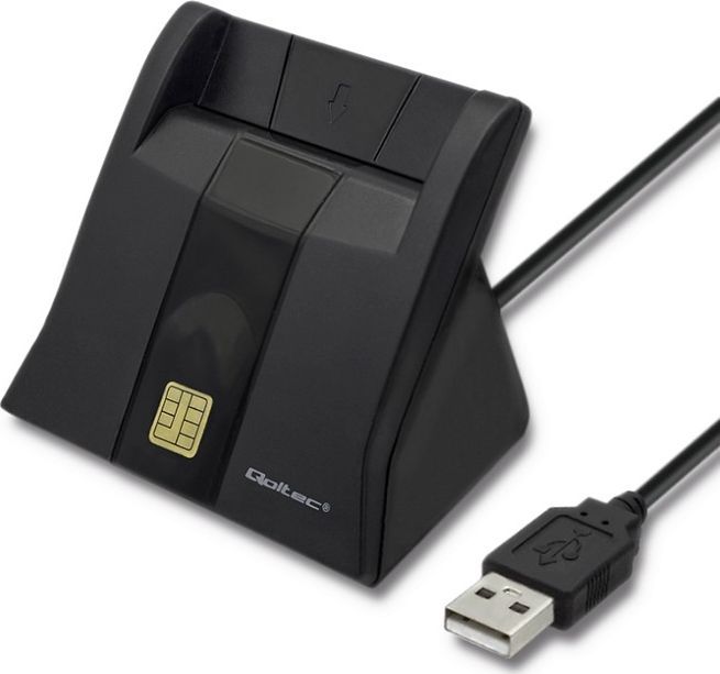 Qoltec 50643 Smart chip ID card scanner|USB 2.0 | Plug&Play karšu lasītājs