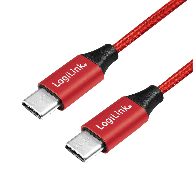 LOGILINK - USB 2.0 cable, USB-C to USB-C, red, 1m USB kabelis