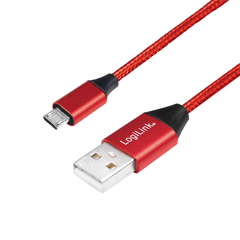 LOGILINK - USB-A 2.0 cable to micro-USB male, red, 1m USB kabelis