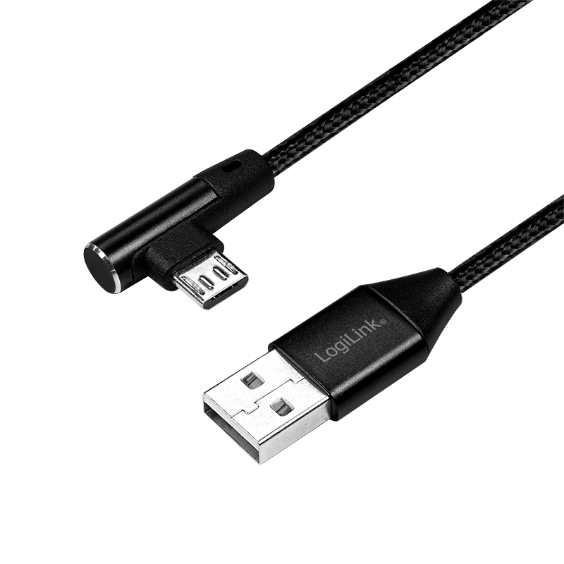 LOGILINK - USB 2.0 to micro-USB (90° angled) male, 0.3m USB kabelis