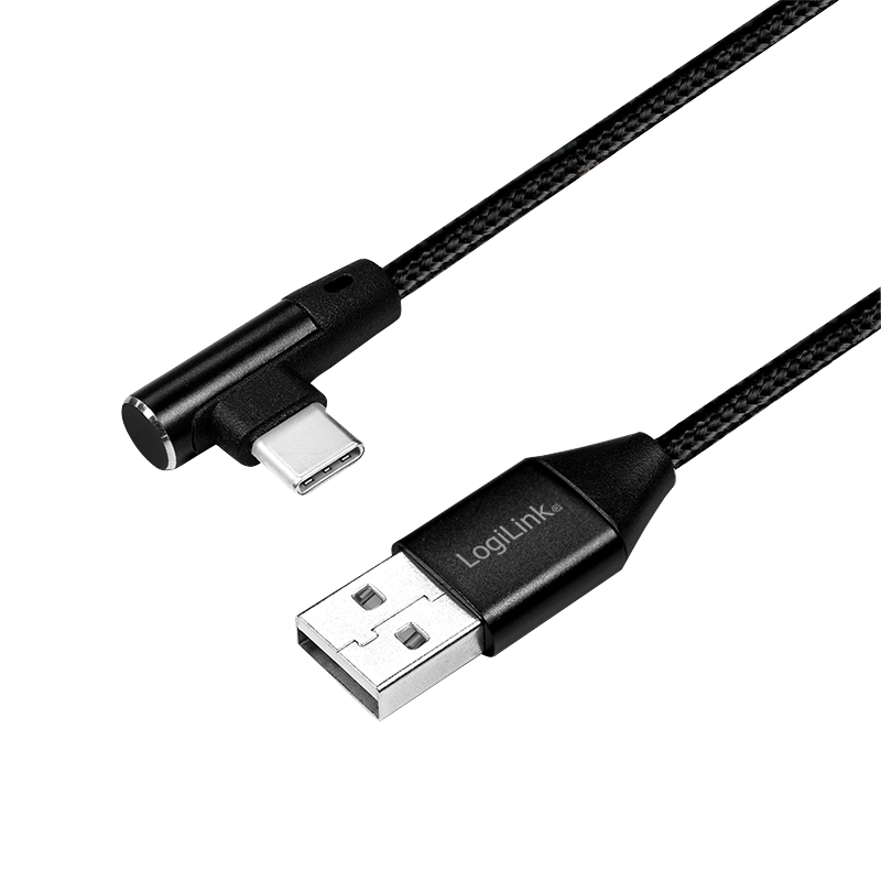 LOGILINK - USB 2.0 cable USB-A male to USB-C (90° angled) male, 0.3m USB kabelis