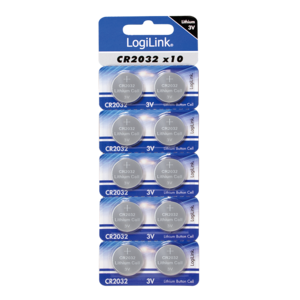 LogiLink CR2032 lithium button cell, 3V, 10pcs Baterija