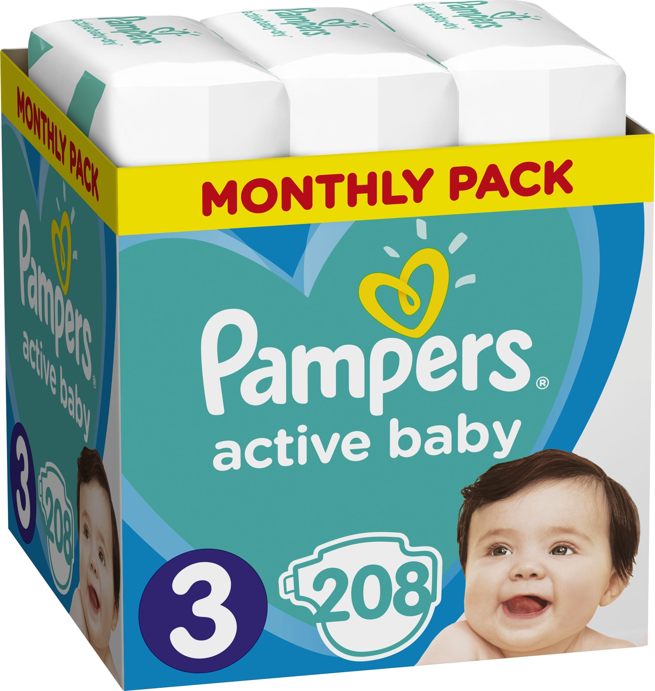 Pieluszki Pampers Active Baby 3, 6-10 kg, 208 szt. 6202089 (8001090910745)