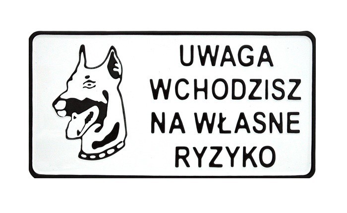 Tablica 15x29cm Uwaga Wchodzisz Na Wlasne Ryzyko - D P10 TAB D P10 (1000001078885) biroja tehnikas aksesuāri