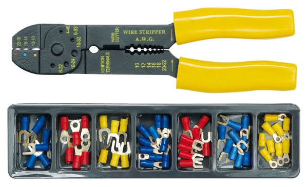 Vorel Crimping pliers for connectors 210mm with connectors, cassette 100 parts 45050