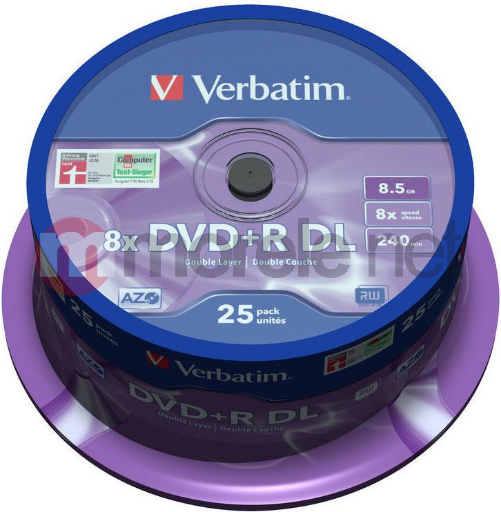 Verbatim DVD+R DL 8.5 GB 8x 25 sztuk (V43757) V43757 (50023942437579) matricas