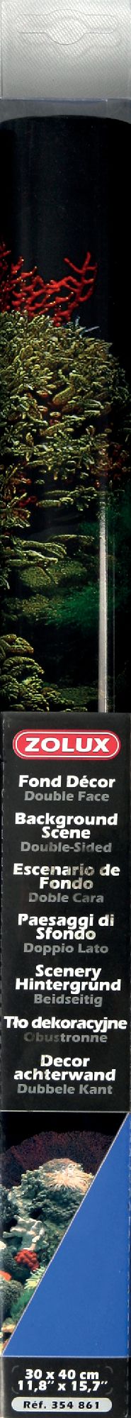 Zolux Tlo akwariowe dwustronne 30 x 40 cm - koralowiec/niebieskie 1120480 (3336023548616)