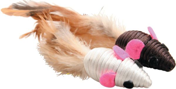 Zolux Zabawki dla kota - 2 myszy z piorkami 5 cm 1104549 (3336025801313) piederumi kaķiem