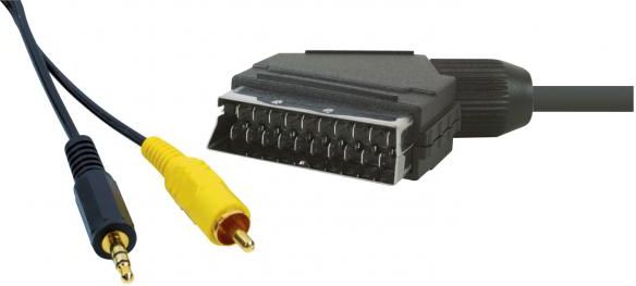 RCA cable (Cinch) MiniJack 3.5 mm SCART, 5, Black