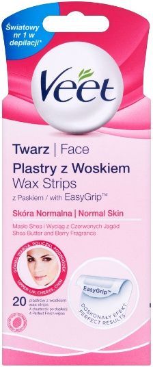 Veet Plastry z woskiem do depilacji twarzy 20 szt 074AF (5900627024128) kosmētika ķermenim