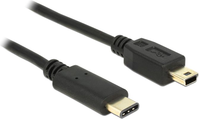 DeLOCK 2m, USB2.0-C/USB2.0 Mini-B 2m Mini-USB B USB C black USB Kabel (83336) USB kabelis