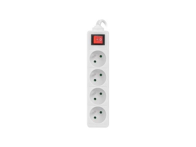 Power strip 1.5m, white, 4 sockets, with switch, cable made of solid copper elektrības pagarinātājs