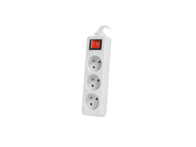 Power strip 3m, white, 3 sockets, with switch, cable made of solid copper elektrības pagarinātājs